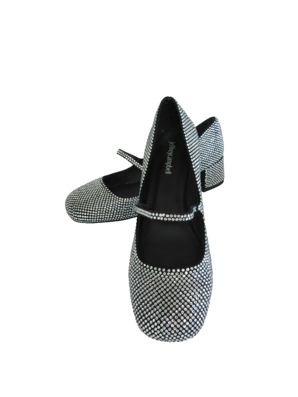JEFFREY CAMPBELL Black Jeweled 9 Slip On Mary Jane Heeled Shoes Excellent